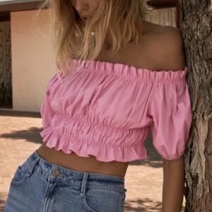 Zara Pink Poplin Top